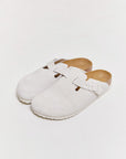 birkenstock boston antique white suede.