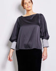 aerin stretch silk satin blouse.