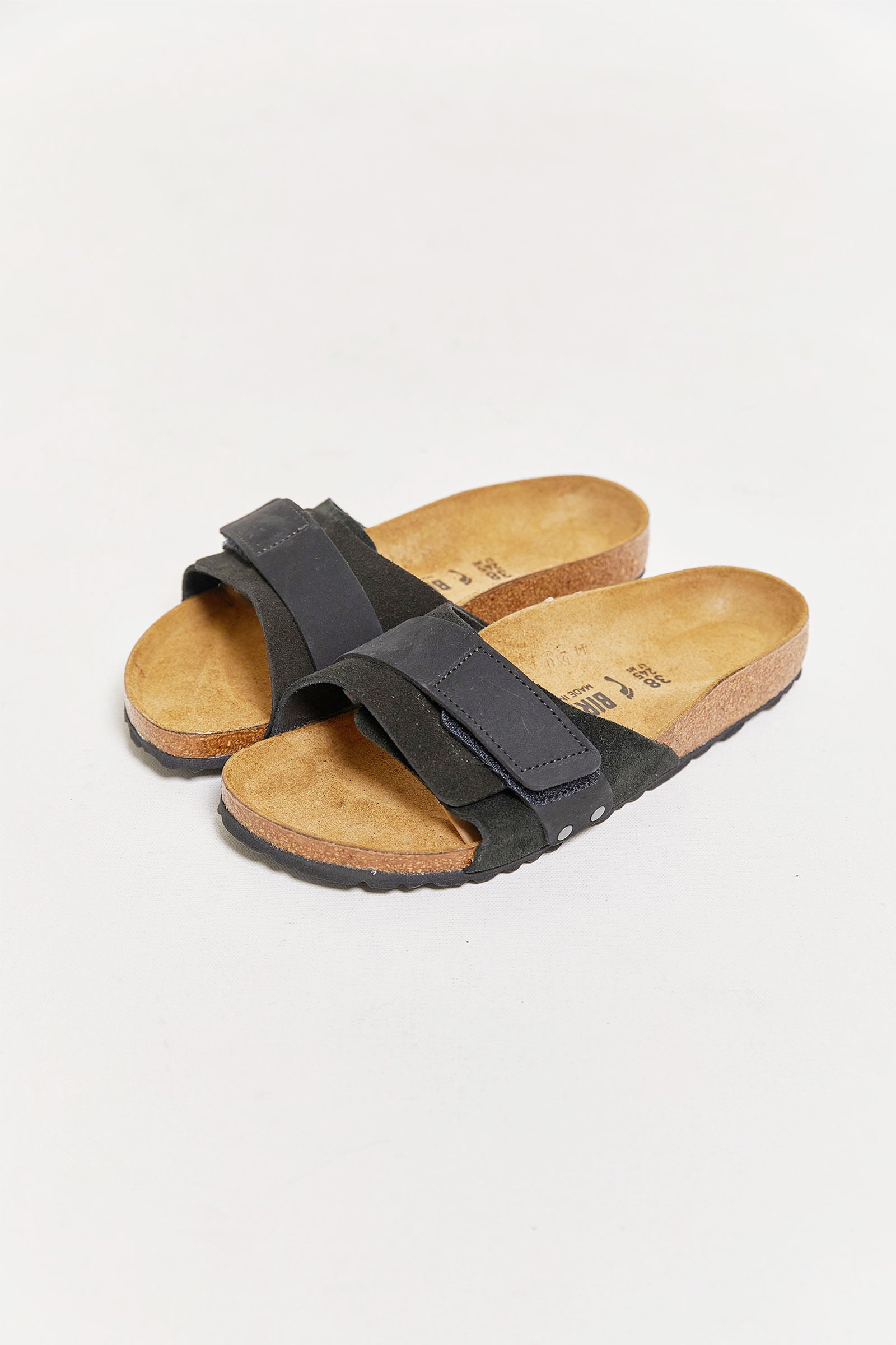 byfreer birkenstock oita black suede sandal.