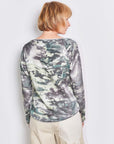 louis camo silk satin raglan top.