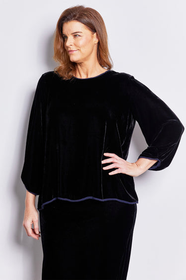 cara bell sleeve silk velvet top.