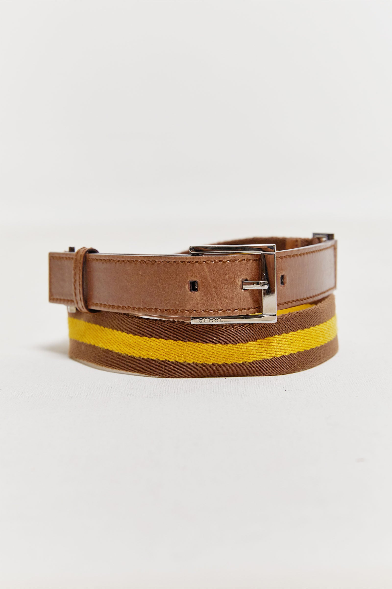 pre-loved designer gucci stripe belt.