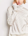 printed silk turtle neck skivvy top.