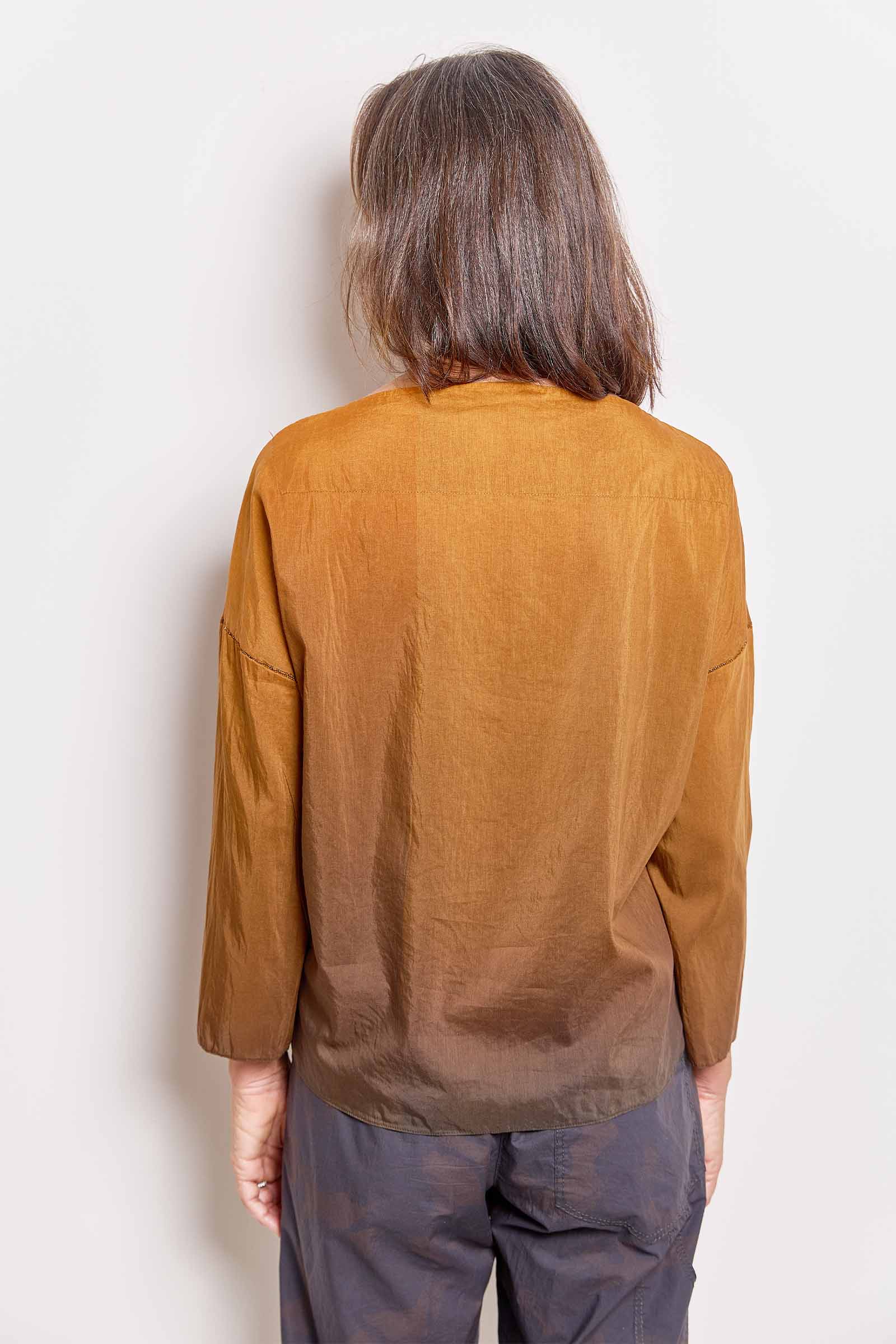 quincy dark ochre cotton silk top.