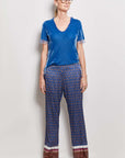 zazie paisley stretch silk satin pant.