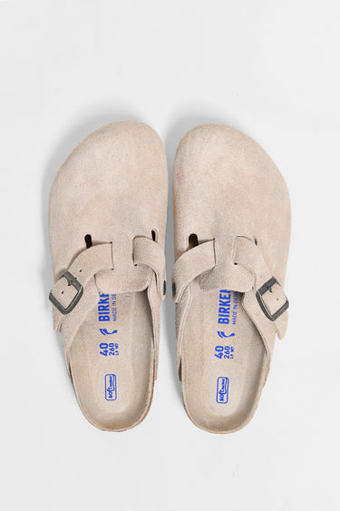 BIRKENSTOCK boston sfb oyster tonal footbed suede leather