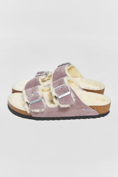 BIRKENSTOCK arizona shearling faded purple suede leather/shearling