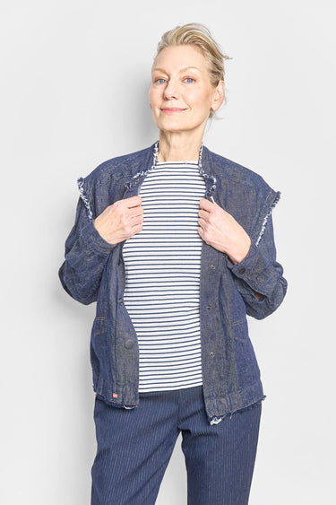 cha denim sleeve tee
