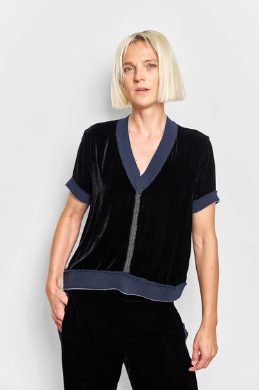 crystal velvet v-neck tee