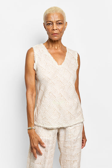harper sleeveless selvedge top
