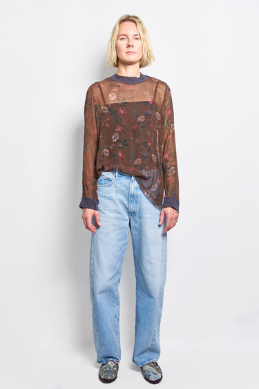 isa choc floral silk top