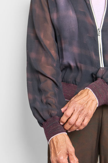 luca plaid print silk georgette jacket