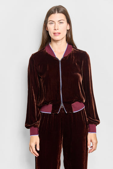 luca silk velvet bomber jacket