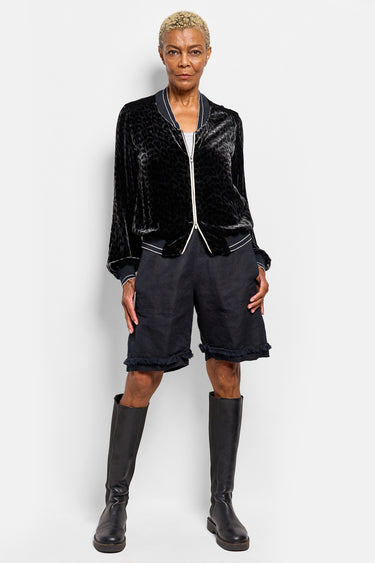 luca leopard velvet bomber jacket