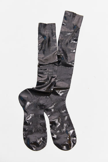 Maria La Rosa one ribbed knee high laminated socks