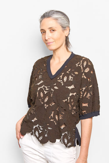 mette chocolate lace top