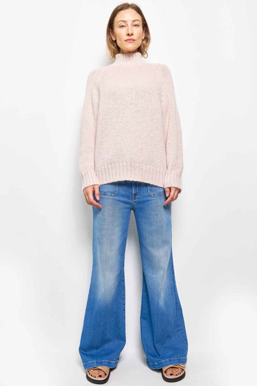 mock chunky beige pullover