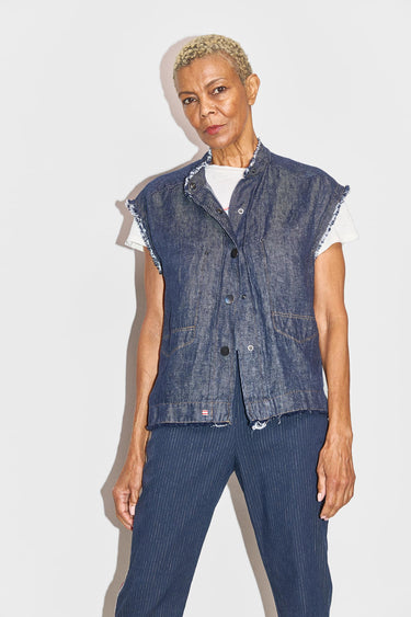 ned denim linen vest