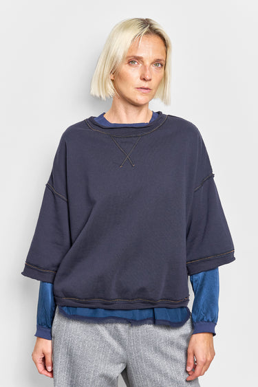 rustic navy cotton terry tee
