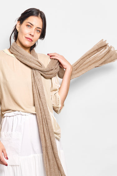 scalloped edge cashmere scarf
