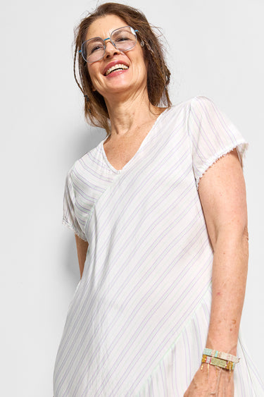 tea stripe silk dress