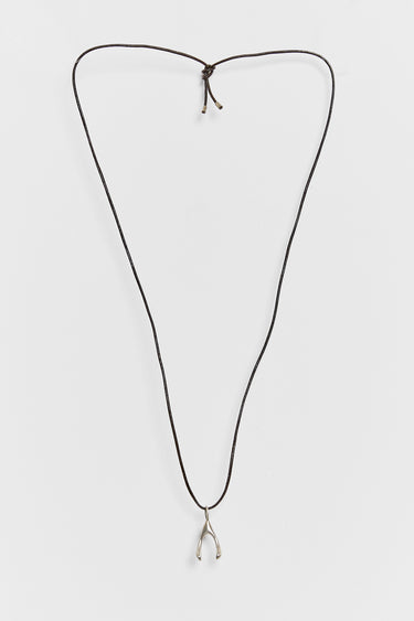 untied jewellery brushed silver wishbone necklace