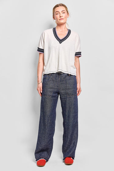 vee cotton linen tee
