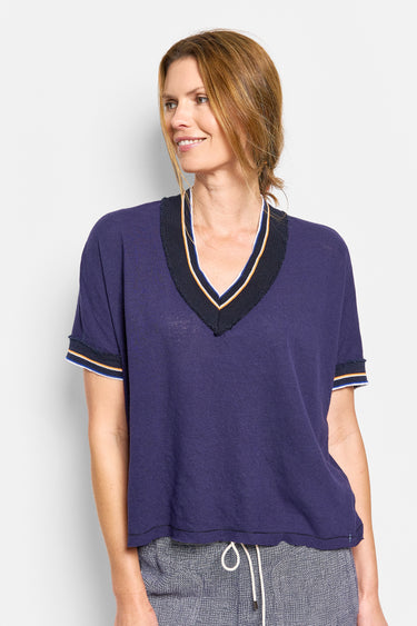 vee cotton linen tee