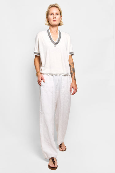 vee cotton linen tee