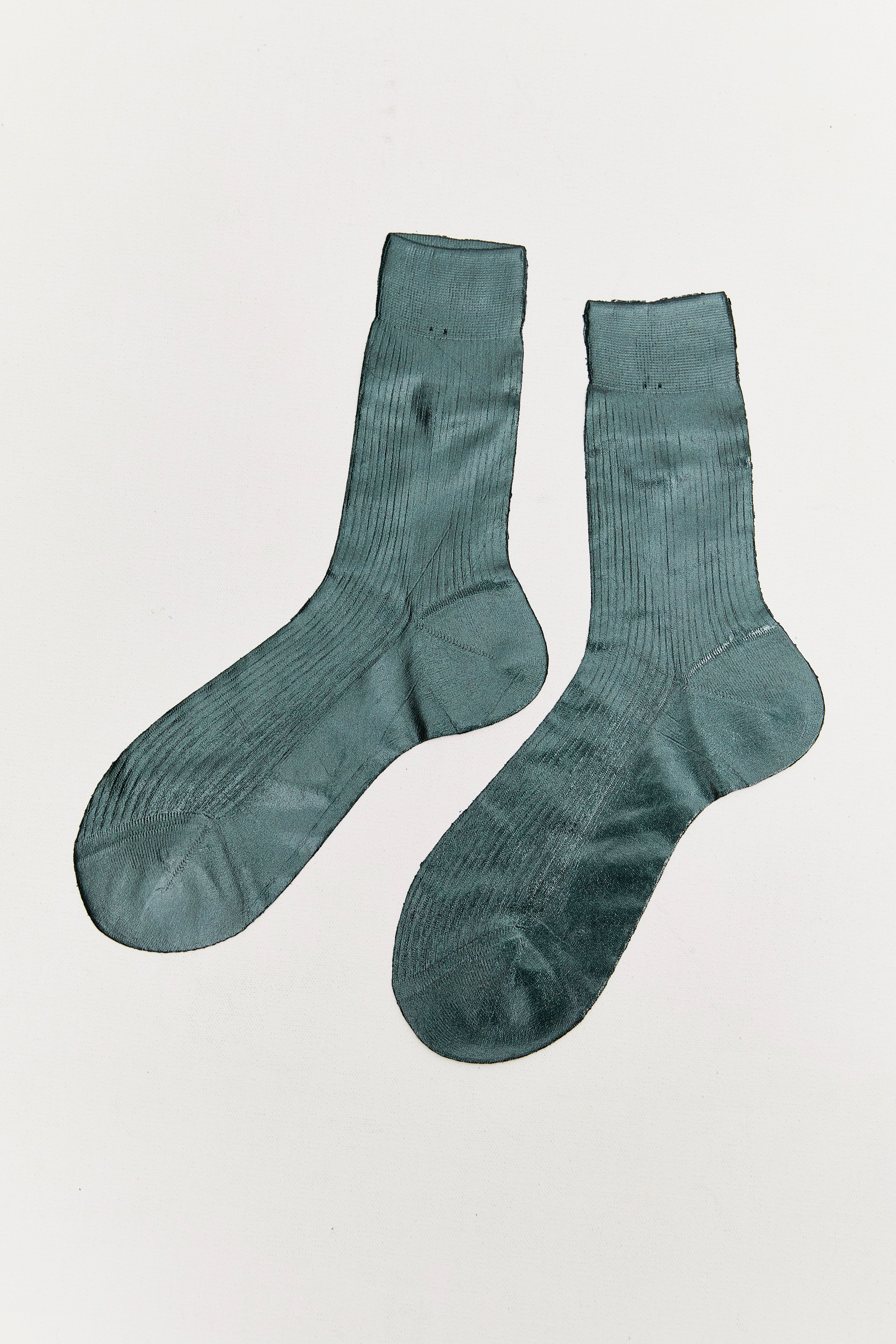 maria la rosa shiny irredescent laminated silk socks.