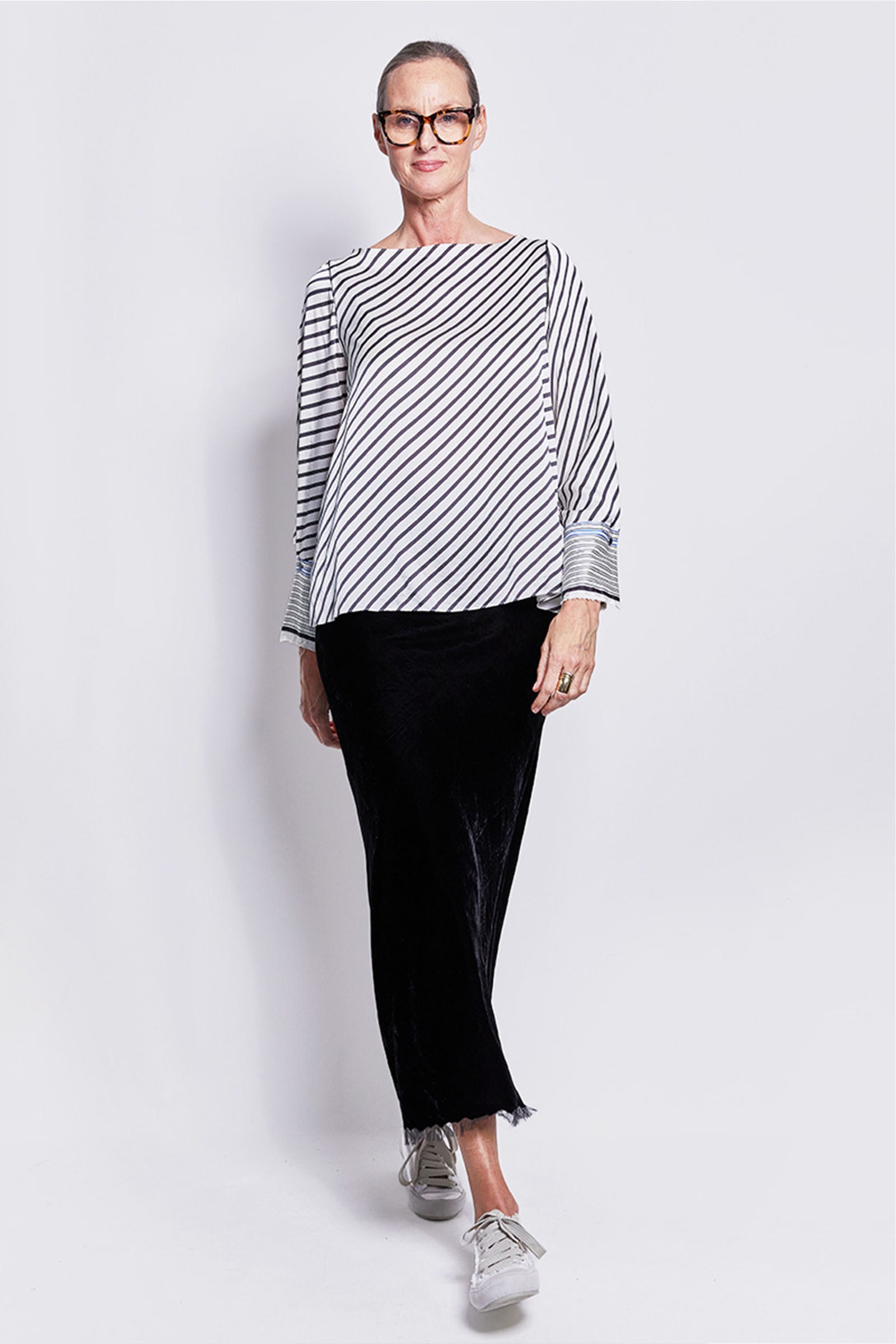 aerin stretch silk satin blouse.