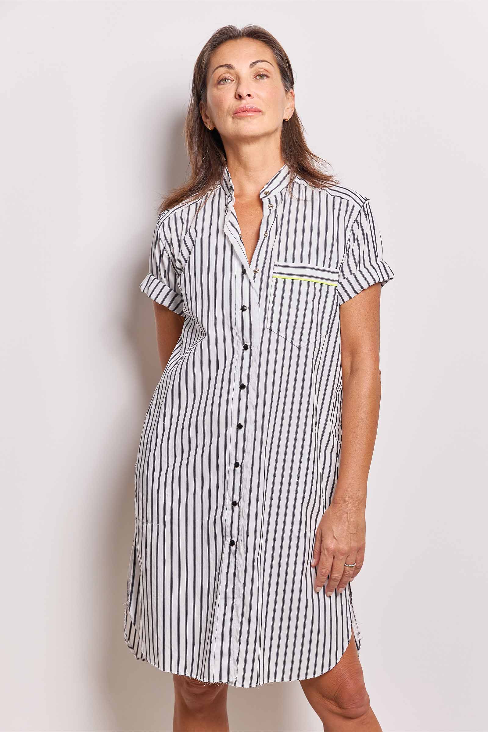 bank striped cotton shirt dress.