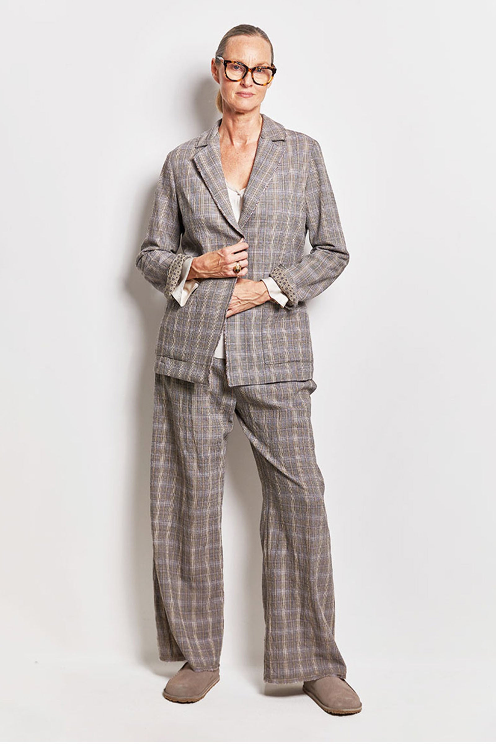 byfreer's wool check blazer suit jacket.