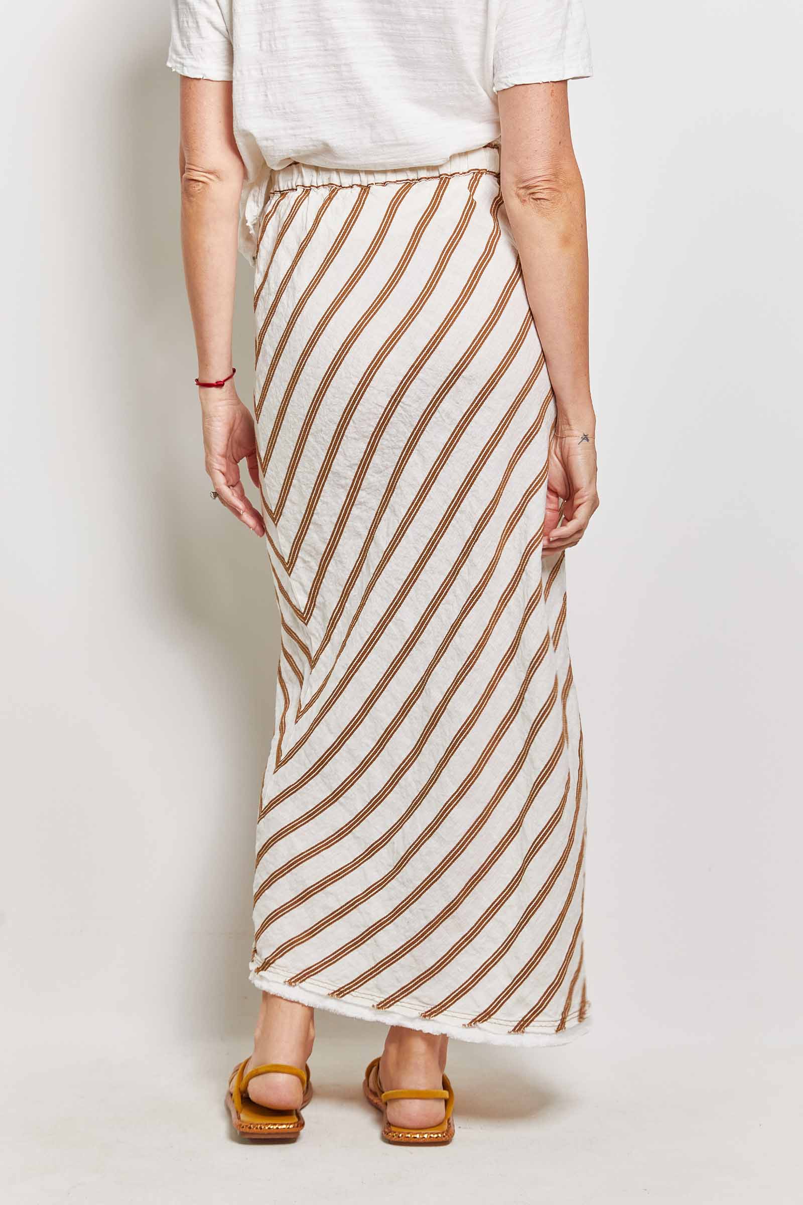 byfreer charm tan stripe linen skirt.