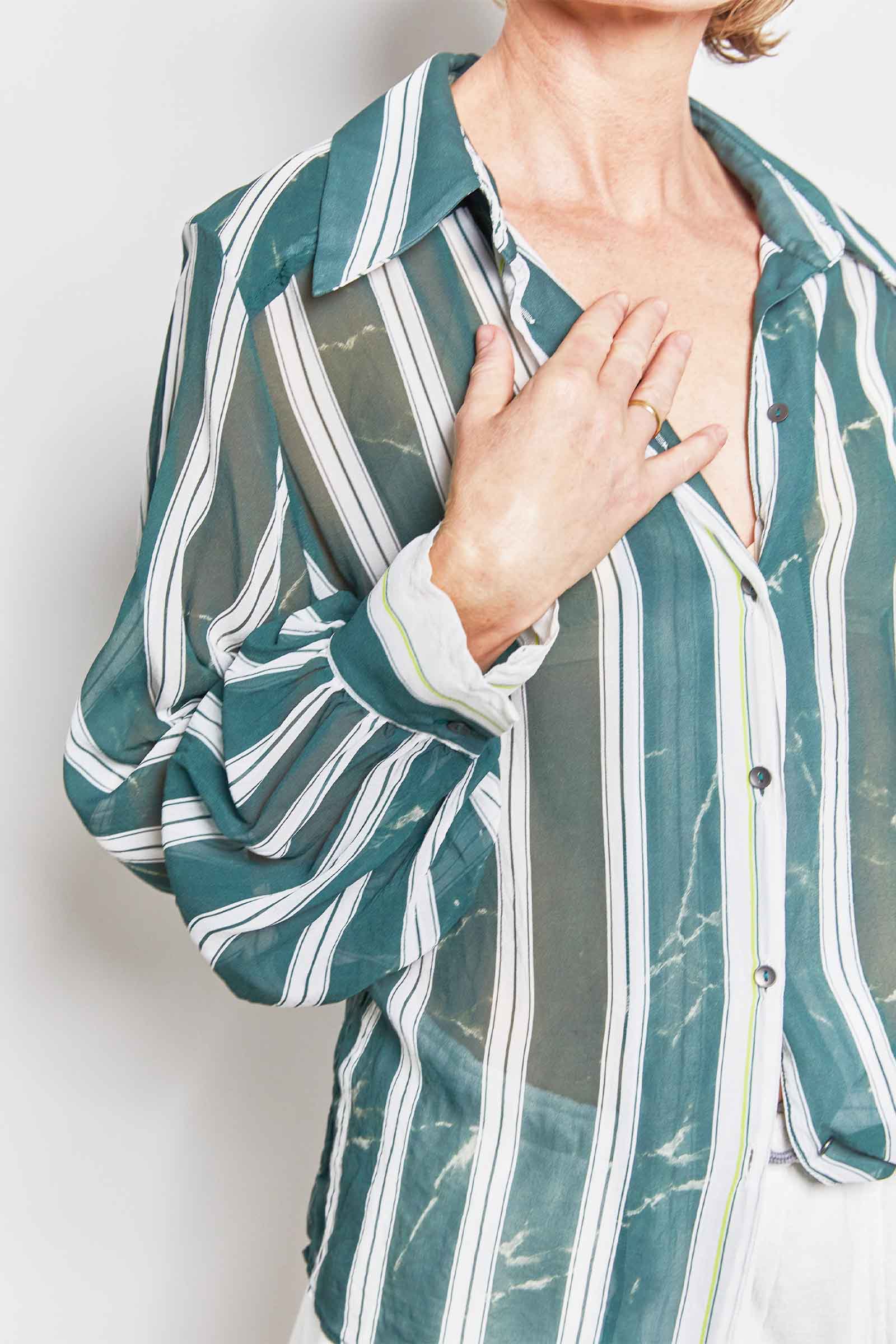 byfreer cinzy silk georgette stripe shirt.