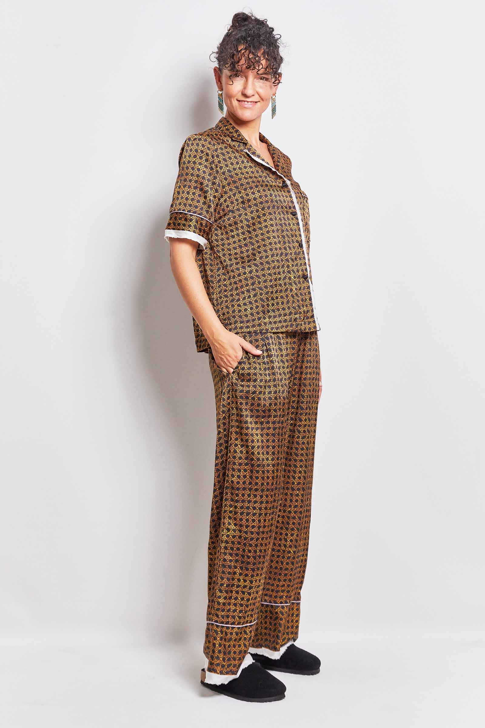 byfreer's silk printed day pyjama set - the cyril silk shirt.
