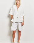 byfreer's d'arcy white linen shirt jacket.