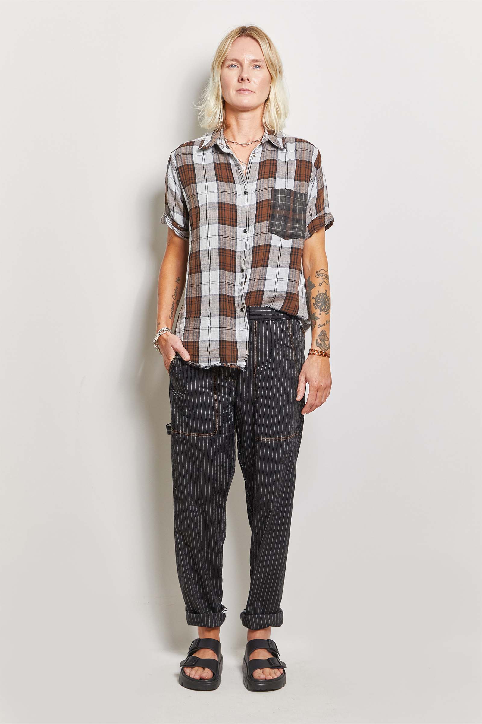 byfreer dax cotton pinstripe pant.