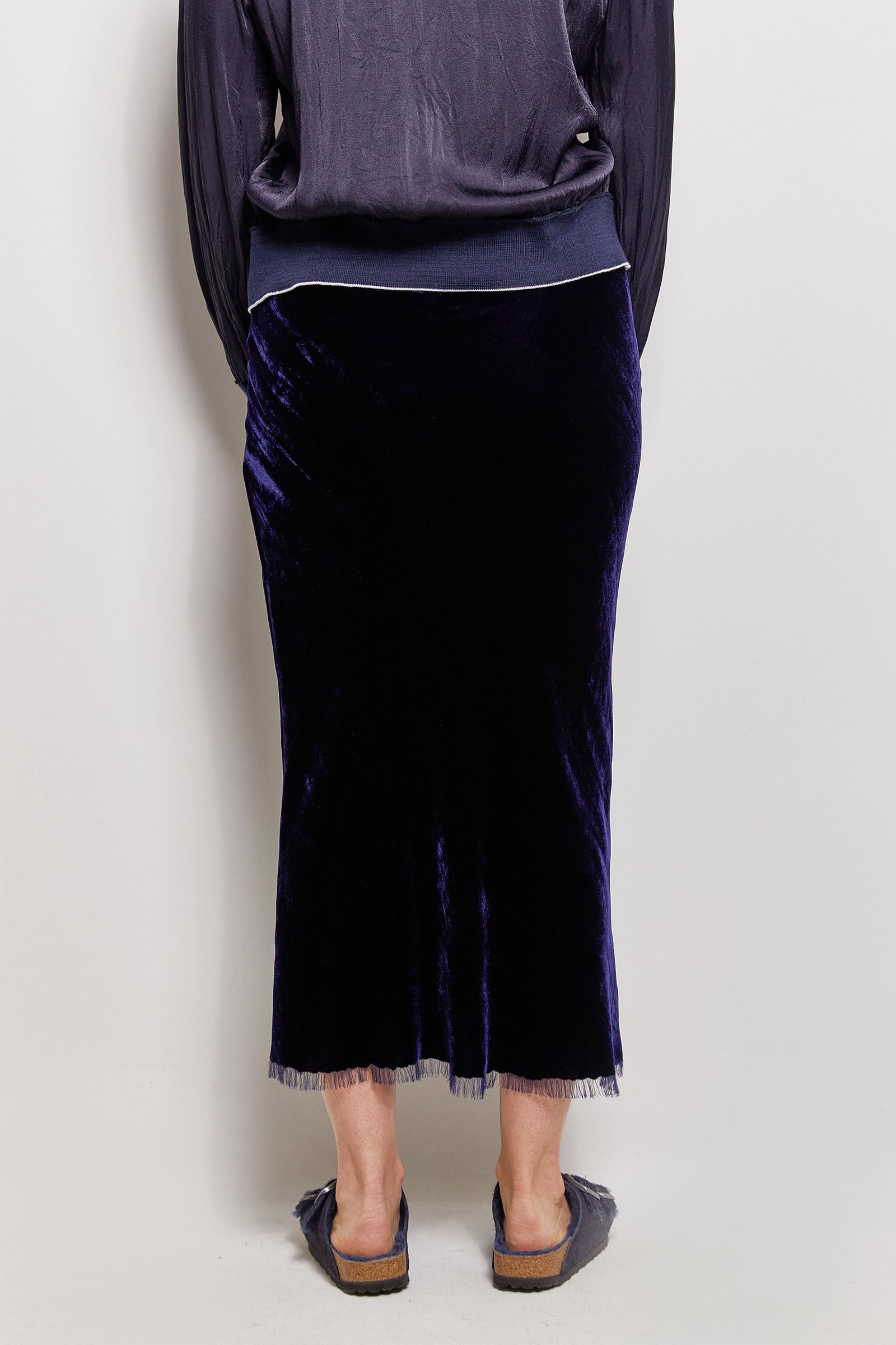 byfreer silk velvet bias drape skirt.