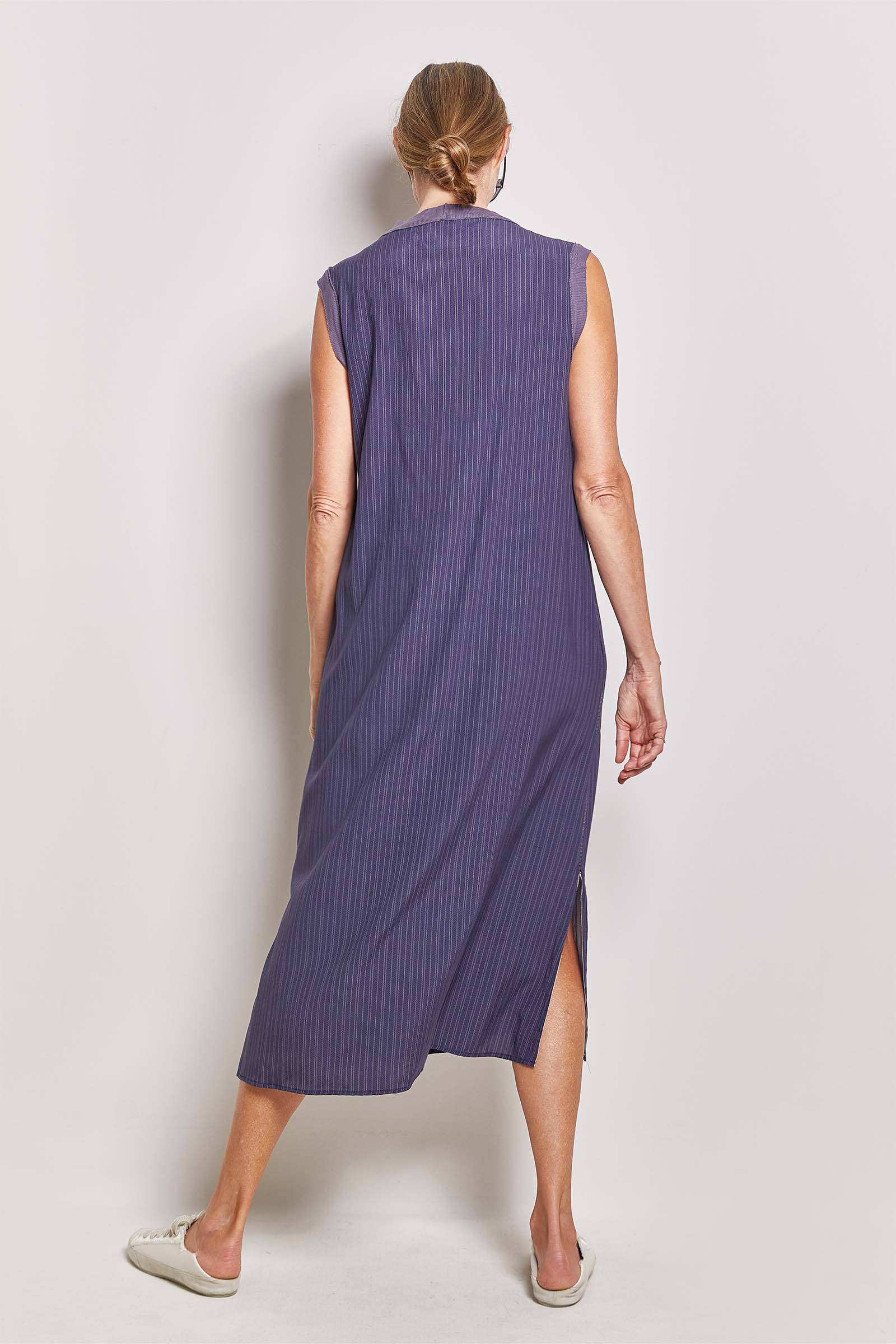 byfreer faye indigo pinstripe silk dress.