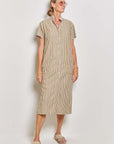 byfreer ginger neutral stripe cotton dress.