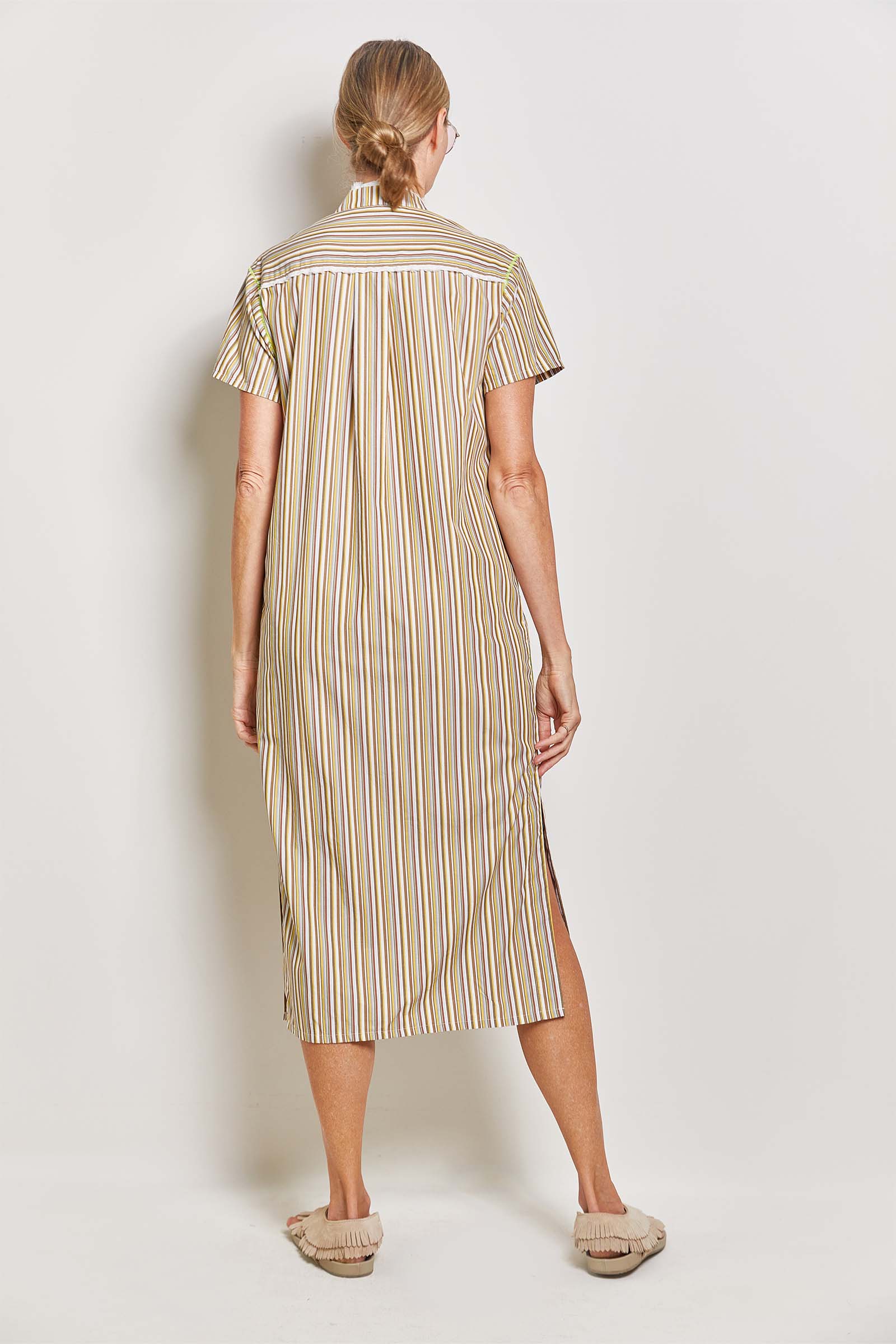 byfreer ginger neutral stripe cotton dress.