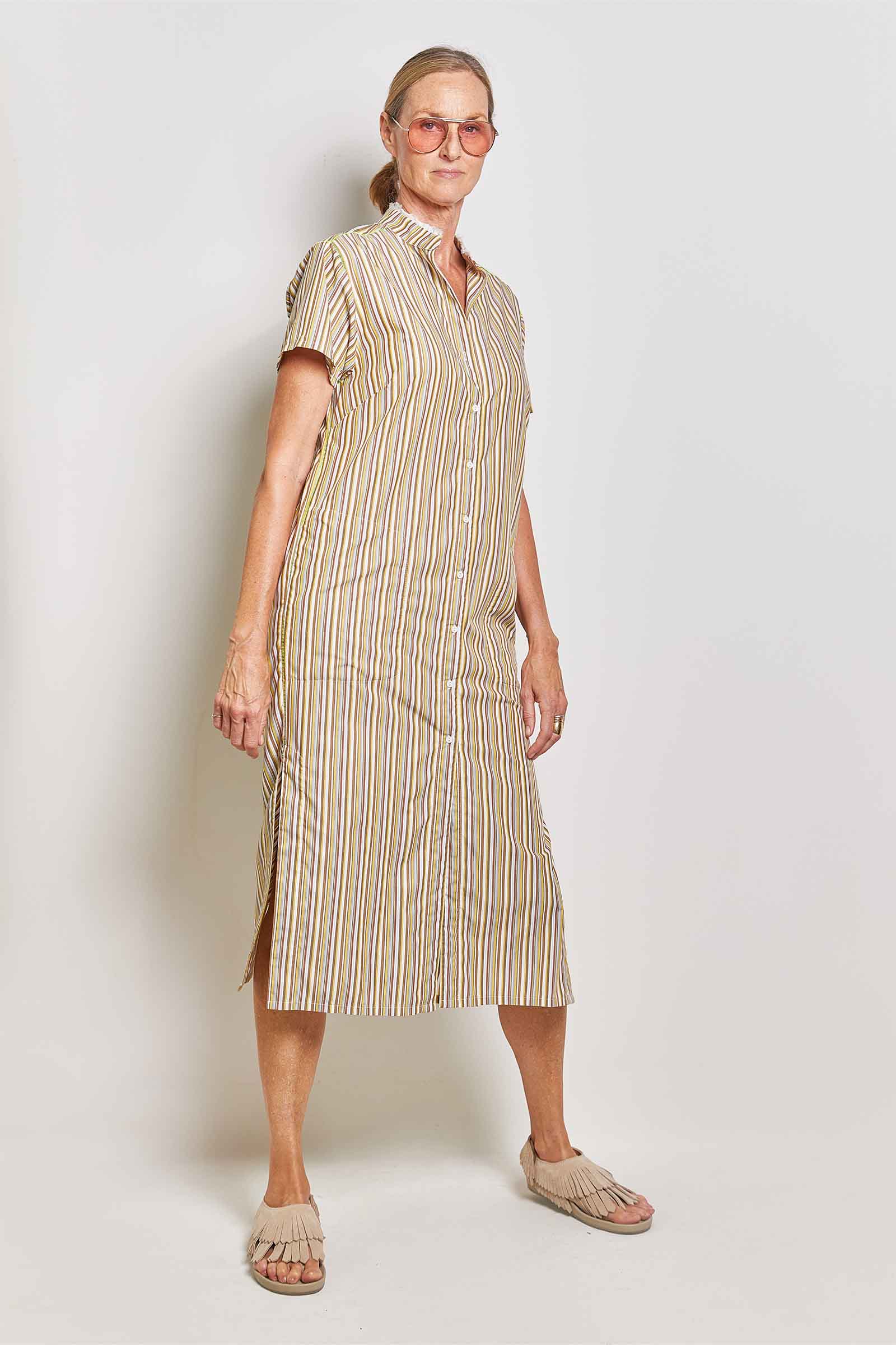 byfreer ginger neutral stripe cotton dress.