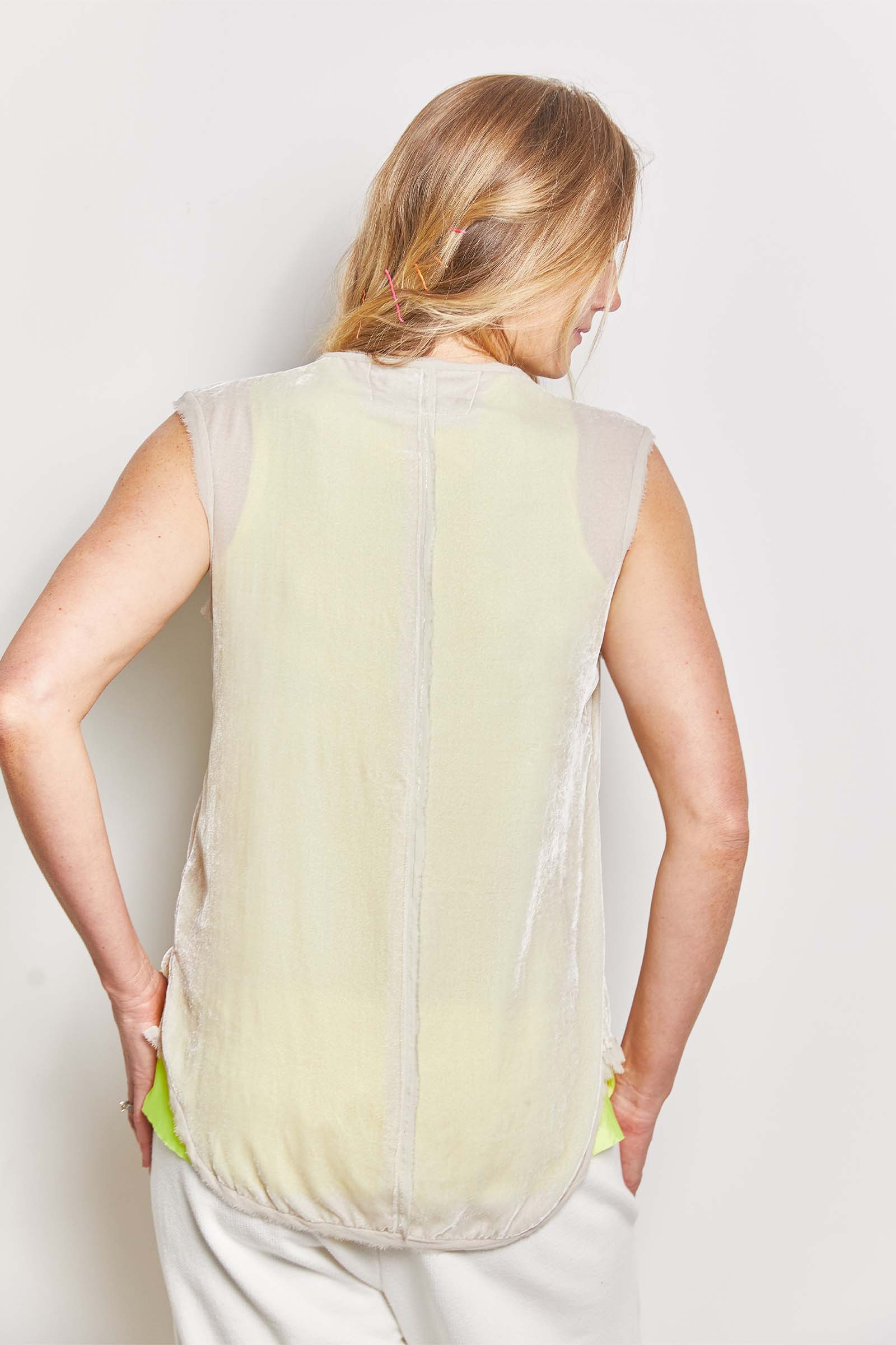 byfreer languid silk velvet sleeveless top.