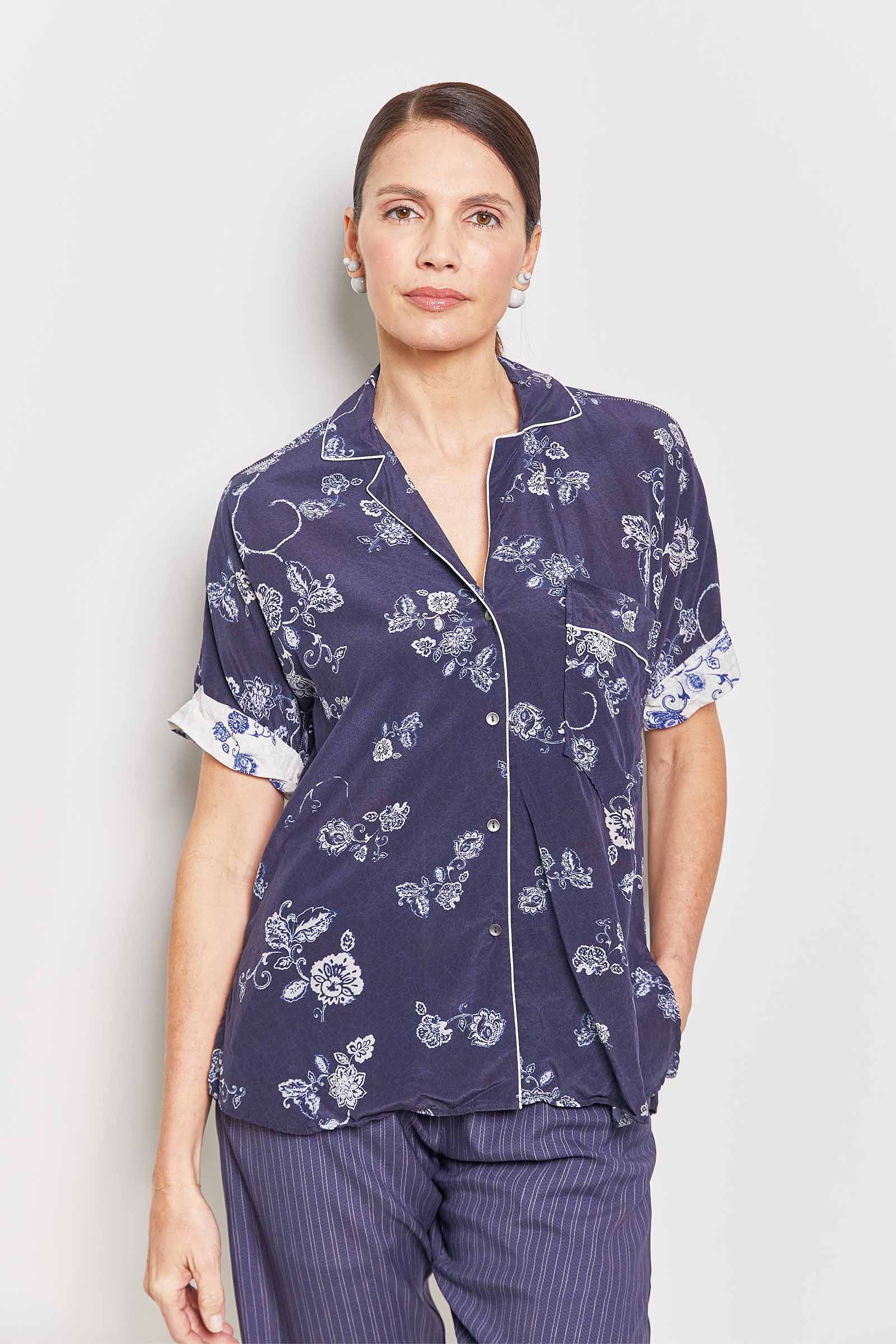 marci floral crepe de chine silk shirt.