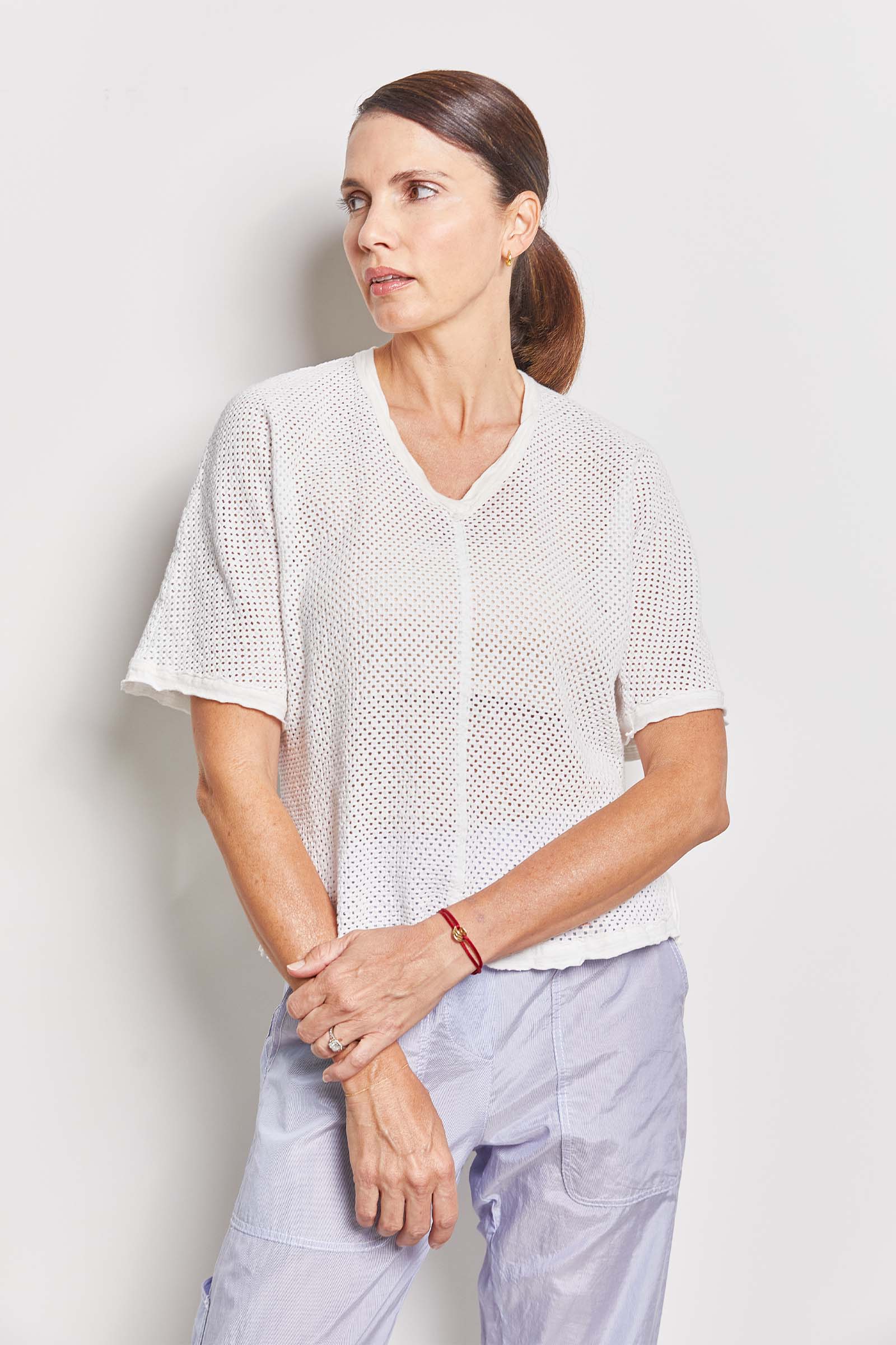 byfreer mette cambric cotton mesh tee.