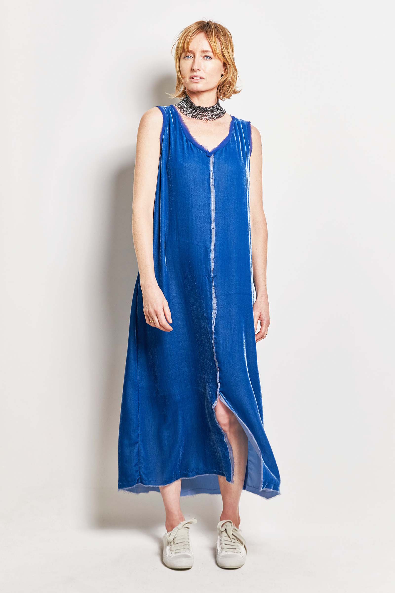 peignoir silk viscose velvet maxi dress.