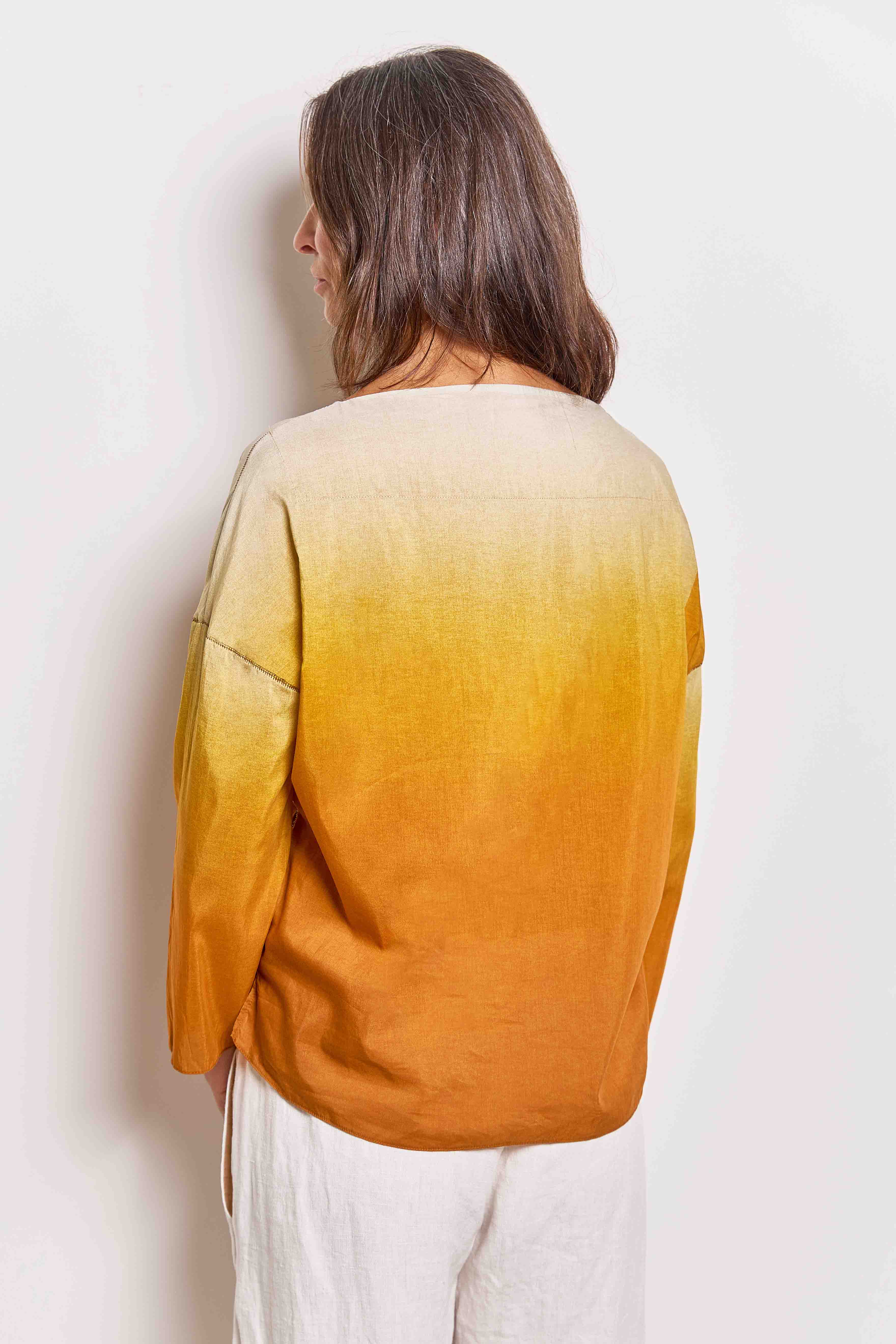 quincy light ochre cotton silk top.