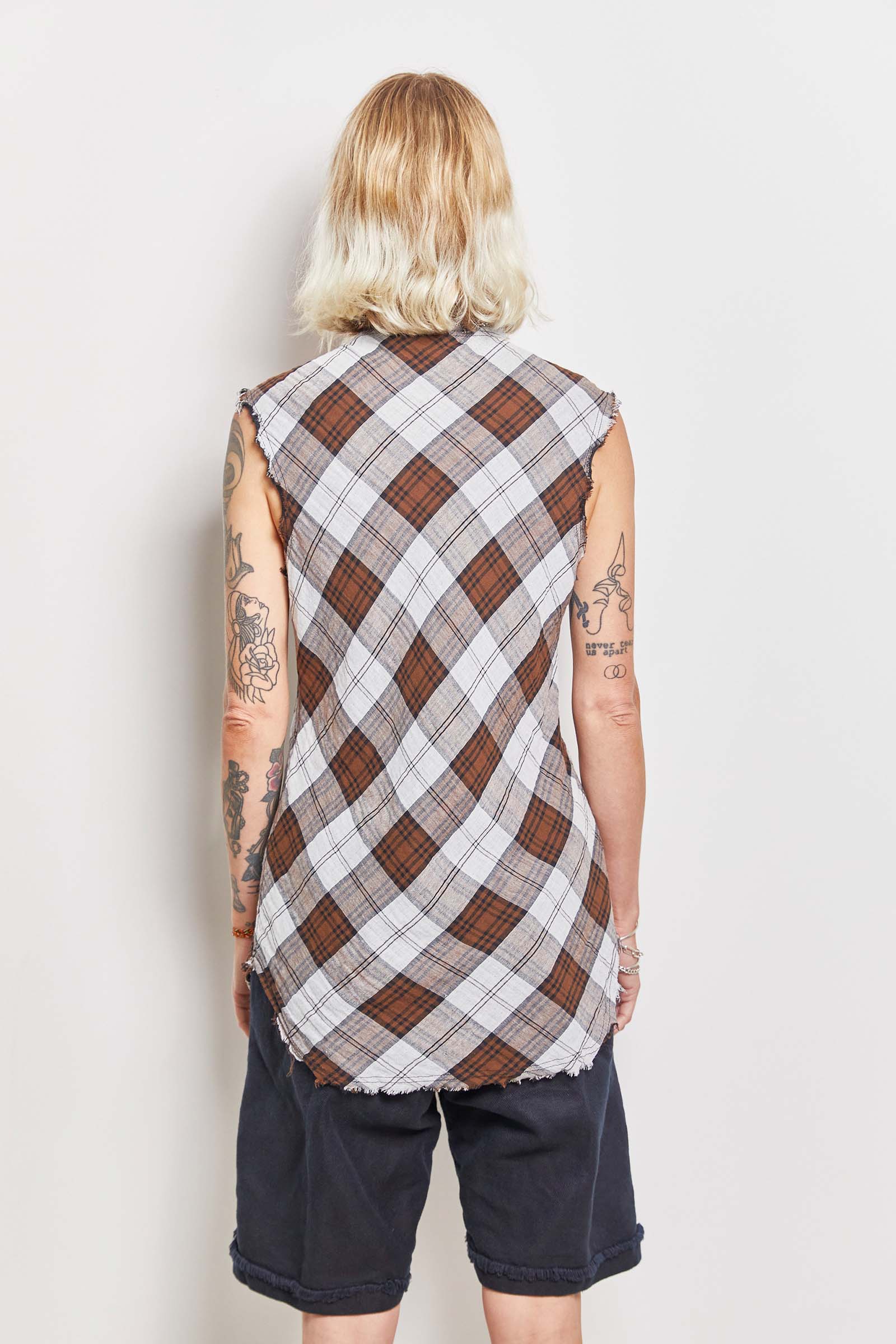 byfreer rusty chocolate check top.