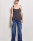 stone washed charcoal silk crepe de chine camisole tank.